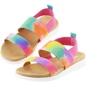 Girls Sandals Open Toe Kids Summer Flat Sandals Casual Fashion Dress Shoes with Elastic Straps, 2
