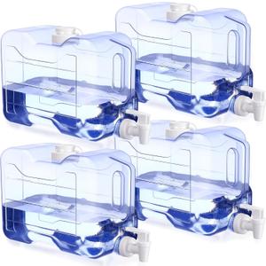 Funnymoom 4 Pcs Drink Dispenser for Fridge Refrigerator Plastic Reusable Water Dispensers Bottle with Spigot Bpa Free for Party Outdoors Home Office Activities (blue, 2 Gallon)