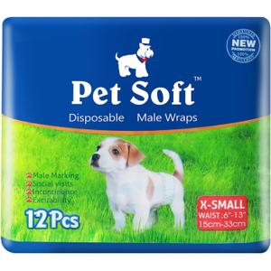 Pet Soft Disposable Male Wrap Dog Diaper,12Pcs,XS