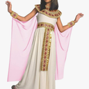 Morph Pink Cleopatra Costume for Girls, Egyptian Dress, Greek Goddess Outfit for Kids, Halloween Dress-Up Size S