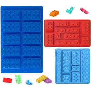 Block Non-Stick Ice Cube Tray Silicone Mold, Candy Moulds, Chocolate Moulds, for Kids Party's & Baking Building Block Themes & Cake Muffin Cupcake Gumdrop Jelly(Set of 3 pcs)