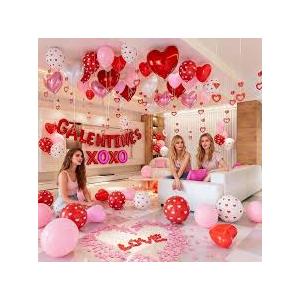 Belscebels Happy Galentines Day Decorations for Party Supplies, Heart Galentines Balloons, Galentines Banner, Galentines Decor, Valentines Galentines Decorations