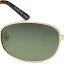 SOJOS Retro Oval Sunglasses for Women Men Polarized Trendy Narrow Shades UV400 Womens Mens Sun Glasses SJ1263 (Gold/Greyish-green)