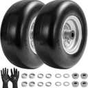 2-Pack 11x4.00-5 Flat Free Lawn Mower Tires, Solid No-Flat Replacement Wheels for Zero Turn Mowers & Garden Tractors, 5/8" & 3/4" Bearings, Adjustable Hub, 330 lbs Capacity, 2 pcs