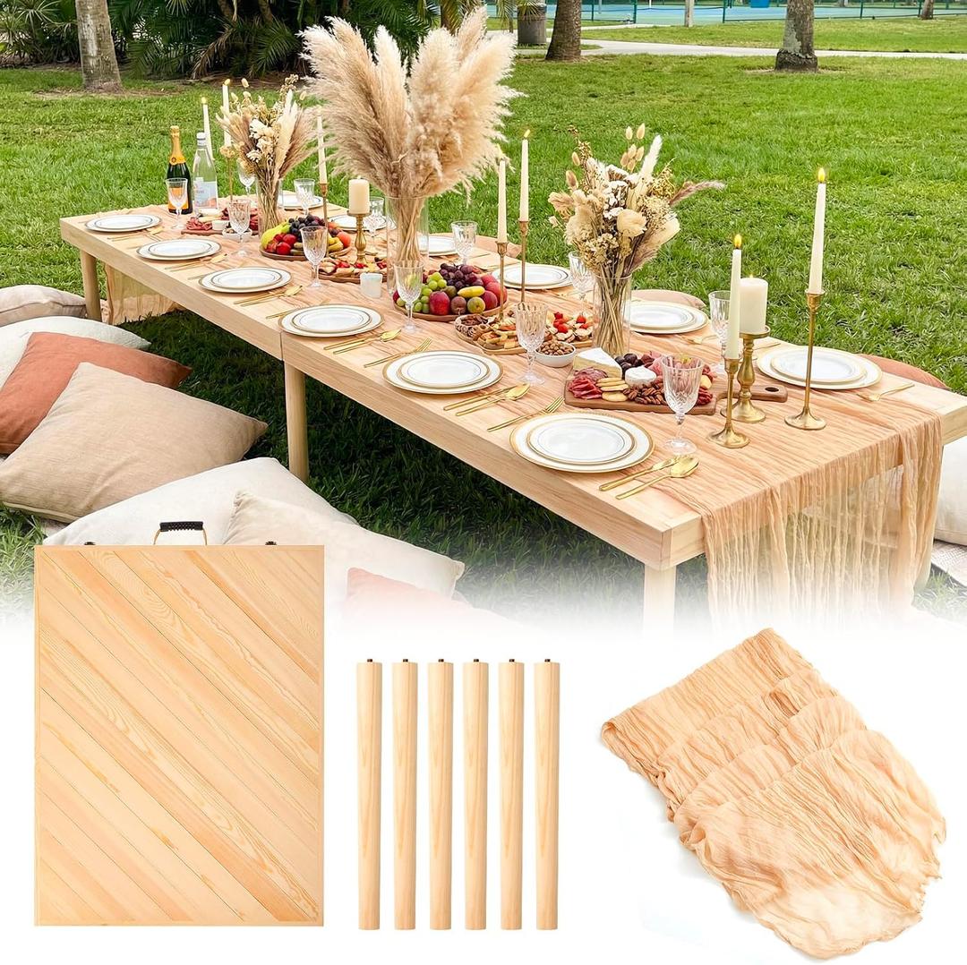Novabright 12 Person 80 x 30 in Boho Table Low Folding Picnic Table Beach