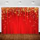 Red and Gold Star Backdrop Red Carpet Curtain Christmas Photography Backdrops Background for Golden Glitter Hollywood Prom VIP Xmas Party Decoration Indian Bday Banner Photo Booth Shoot Backdrop 8x6ft