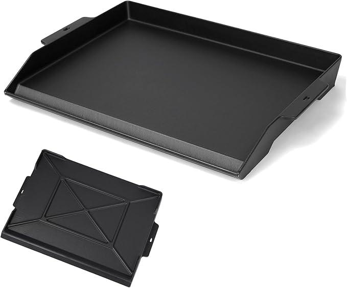 SearCook Universal Cast Iron Cooking Griddle 23" x 16", Nonstick cast iron Griddle Flat Top, Grill Plate with extra high sidewalls and deep grease groove for Gas Grills and 4-5 Burner Range Oven