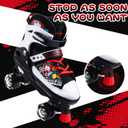 Kids Roller Skates, 4 Size Adjustable Quad Skates with All Light Up Wheels, 10C to 8 Rollerskates for Toddlers, Beginners, Boys, Girls, Outdoor, Indoor, Black, Small