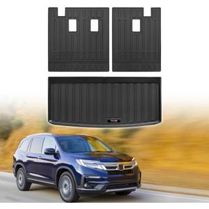 Custom for 2016-2025 Honda Pilot Cargo Mats Trunk Liner and 3rd Rear Seat Backrest Mats All Weather TPE Protection Mat Accessories (for 2016-2025 Honda Pilot)