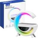 Smart Alarm Clock with Wireless Charging, 9.45" RGB Night Light Table Lamp, Bluetooth Speaker, Sound Machine, Sunrise Wake Up Light, Dimmable LED Lamp for Bedroom, Home Office, Dorm