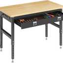 Adjustable 48 in Workbench with Drawers, 2000 LBS Weight Capacity Desk, 28 in-40 in Manual Height Garage Storage Table for Workshop and Home