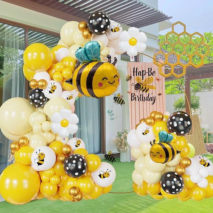 umble Bee Balloon Garland Kit: Yellow Black and white Bee balloon arch for Sweet Honey Bee Baby Showers, 'What Will It Bee' themed gender Reveals,Sunflower or Sunny Birthday Decors