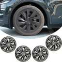 4Pcs Hubcaps for Tesla Model Y Juniper 2025-2026 Accessories - 19 Inch Wheel Covers Compatible with Tesla Model Y Juniper Exterior Accessories - Snap-On Installation (Turbine Shape-Matte Black)