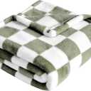 Yurhap Checkered Baby Blanket Fleece Baby Blankets for Boys, Ultra Soft Cozy Fluffy Infant Toddler Newborn Receiving Blankets for Crib Stroller, 30''x40'', Dark Olive