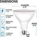 Energetic PAR38 LED Flood Outdoor Light Bulb, 5000K Daylight, 90 Watt Equivalent (11W), Wet Rated, 900LM, E26 Base, Non-Dimmable, 6 Pack
