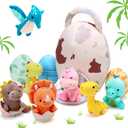 Zhanmai 11 Pcs Easter Dinosaur Stuffed Animal Small Dino Plush Toy and Egg Bag Set Cute Stuffed Dinosaur Animals Plush Toys Soft Stuff Animals for Birthday Dino Themed Party (Cute)