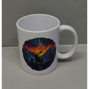 Forests and Deer Pottery 11 oz Coffee mug with large handle,White Porcelain Coffee Mugs,double exposure Art Style Tea Cup,Excellent Choice for Any Occasion,Microwave and Dishwasher Safe