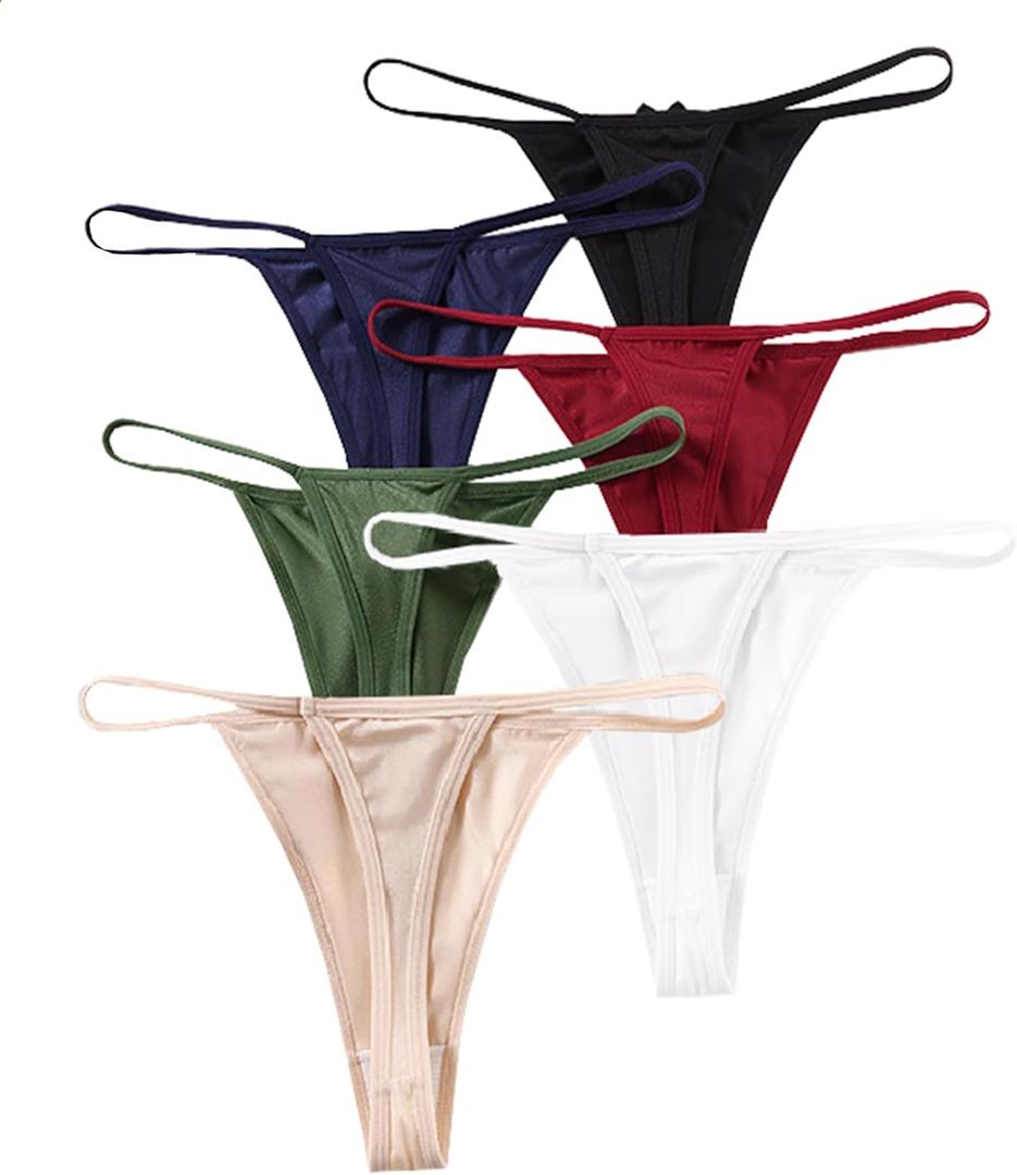 Murimia G-String Thongs for Women No Show Underwear Breathable Low Rise T-back Bikini Panties 1-6 Pack