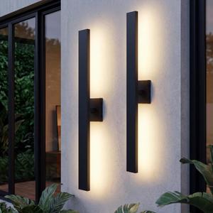 Aluminum 32 Inch Modern Wall Sconces Set of 2 LED 26W Black Sconce, 32 x 6.4 x 3.1 inches