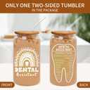 2 x Dental Assistant Gifts, Dental Assistan Appreciation Gift for Women, 16oz Dental Assistant Glass Cup With Straw, Dental Assistant Week Must Haves Travel Coffee Tumbler Mug Cup