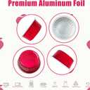 100Pcs Aluminum Cups with Lids,5oz Disposable Ramekin Baking Cups Muffin Liners Mini Pie Pans Foil Cupcake Containers for Christmas Party Wedding Party, Red