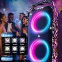 Foxdawn Portable Bluetooth Speaker: 240W Peak Powerful Loud Sound Deep Bass Wireless Boombox Large Subwoofer 15 Hours Battery Life Fast Charging with Led Light Show for Party Outdoor Camping Backyard