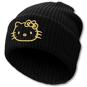 Ohjijinn Anime Beanie Cute Kawaii Beanie Knit Hats, Funny Beanie Hat Winter Skiing Slouchy Warm Cap, Soft Headwear for Women Girls Black