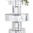 Bigsee Silver Vases Centerpieces Crystal Flower Stand with Hanging Crystals, 5 Tier Round Chandelier Pedestal Stand for Wedding Road Lead T Stage Flower Arrangement Decoration