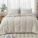KASENTEX King Comforter Set - 3-Piece Farmhouse Bedding with Breathable Double Muslin Fabric, Ultra Soft and Fluffy Down Alternative, Lightweight Duvet Insert, Machine Washable, All-Season, Sand