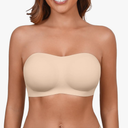 Strapless Bras for Women Seamless Padded Bandeau Bra Non-Slip Silicone Tube Top Wireless Push Up Bralettes M