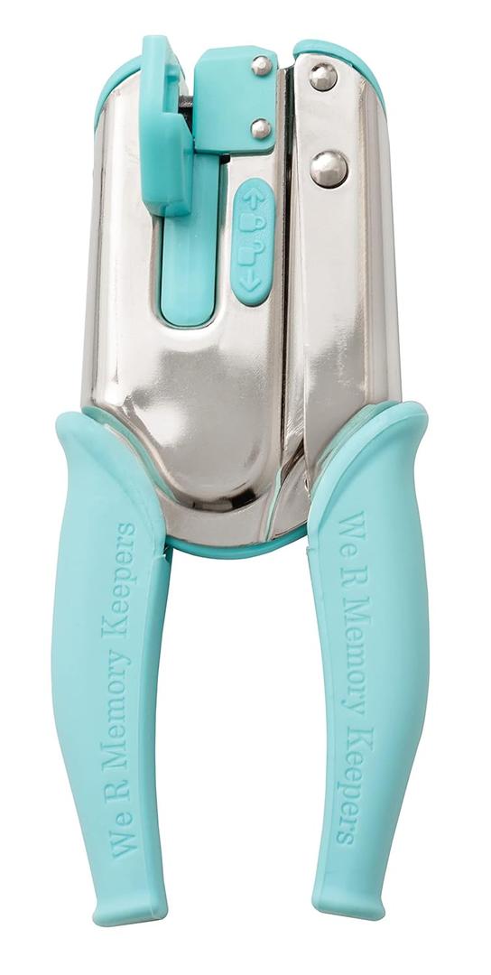 We R Memory Keepers Crop-A-Dile Disc Power Punch Blue, Comfort Handle, Scrapbooking Tool, Compatible for Most Tin, Metal, Craft Paper, Leather, Fabric
