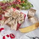 Gold Velvet Wired Ribbon, 2.5 Inch Metallic Crushed Velvet Gold Christmas Ribbon for Gift Wrapping, Christmas Tree Decorations, Big Bow, Crafts, Wreaths Supplies - Continuous 10 Yards