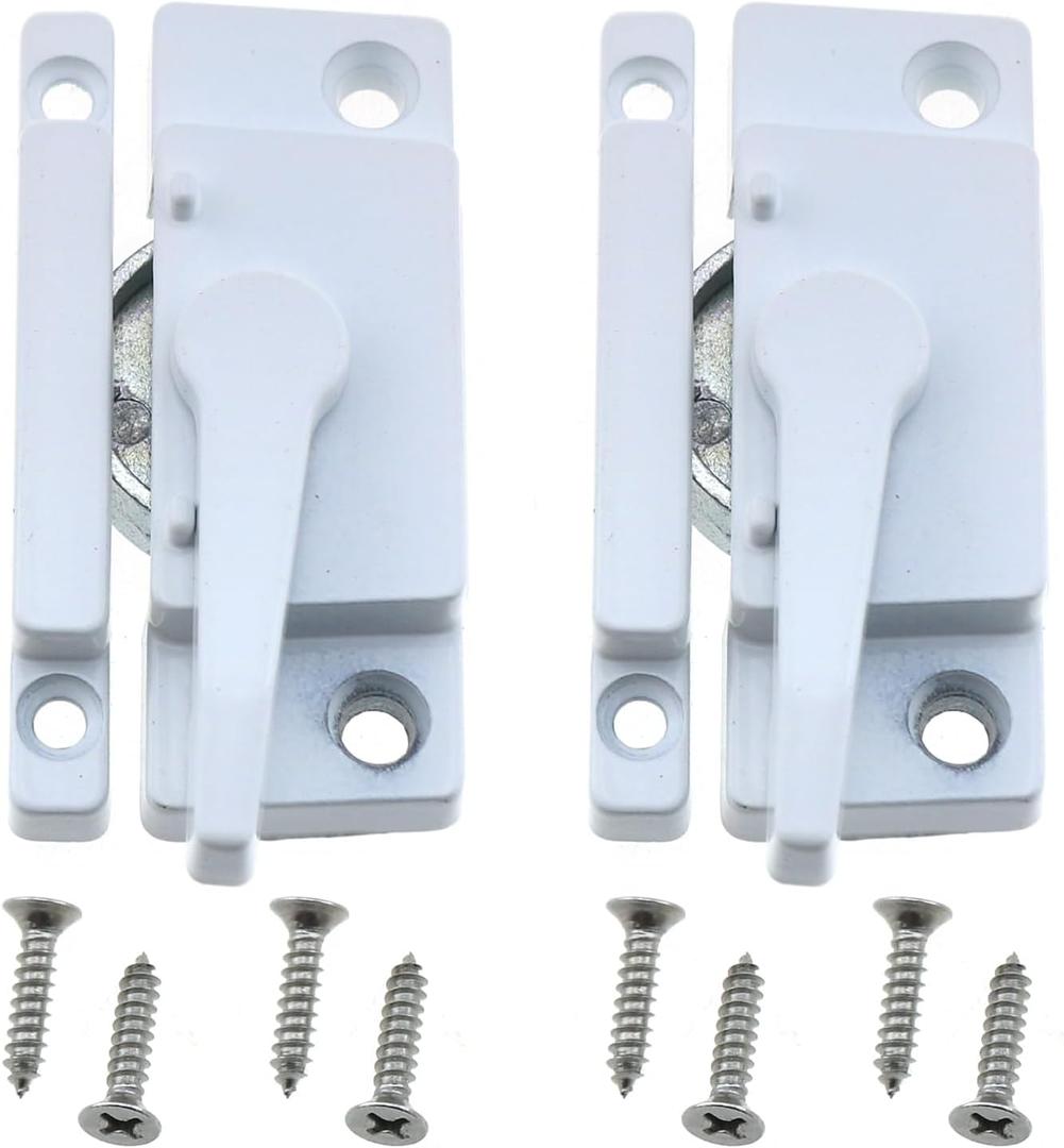 2PCS Cam Type Sash Lock Metal Crescent Lock White Sliding Window Lock with Screws Suitable for Vertical and Horizontal Sliding Window