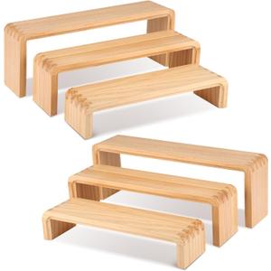 2 Sets, 6 PCS Total, Wood Risers Display Stand, Cupcake Dessert Cake Stand, Wooden Cologne Perfume Stands, Wood Riser for Kitchen Counter, Vendor Booth Display Items, Size: 9.4in, 10.6in, 11.8in (Natural Color)