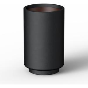 Kante Small Round Tapered Black Concrete Planter 15.7" Tall, Outdoor | Rubber Plug for Indoor, Drainage for Garden, All-Weather Cement Flower Pot, Handcrafted, Anti-Frost & UV, Modern Home Decor, 9.8"Dia x 15.7"H