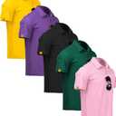 ZITY 5 Pack Mens Polo Shirt Short Sleeve Sports Golf Tennis T-Shirt Moisture-Wicking Summer Shirts
(XXXL)