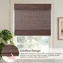Cordless Woven Wood Roman Shades, 33.5" W x 48" H, Natural Sarasota-Cocoa