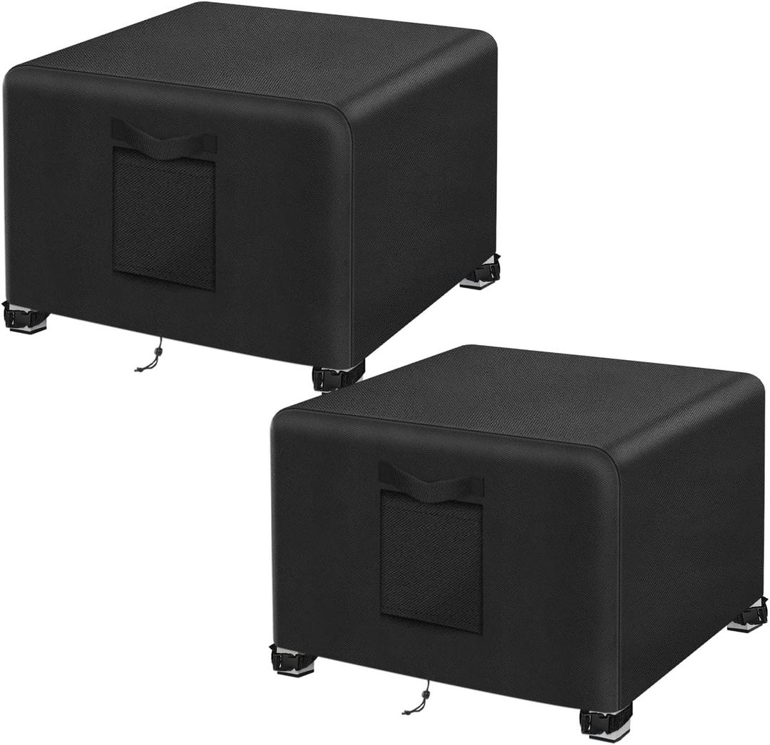 Kovshuiwe 2Pcs-22 L x 22" W x 18" H Outdoor Patio Ottoman Cover, Waterproof, 600D Heavy Duty Outdoor Furniture Cover with Padded Handles,Black