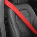 2 x 2PCS Extra Long Car Seatbelt Cover, 29.53 inches Soft Leather Vehicle Safety Seat Belt Strap Cushion, Comfortable Auto Shoulder Neck Chest Protection Pads Accessories, Extremely Long (Red)