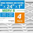 LotFancy 12x24x1 Air Filter MERV 8 Dust Defense (4-Pack) Pleated HVAC Furnace Air Filters, Replacement for Home AC & Heating Systems, Actual Size: 11.75" x 23.75" x 0.75