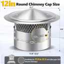 12 Inch Chimney Cap,Adjustable Chimney Cap (Fits 11.9" - 12.3" Round Flues) - 12" Stainless Steel Cone Top with Screen, Round Chimney Cap Reinforced Round Rain Cover for Vents All-Round Protection