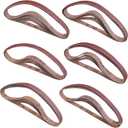 WORKPRO 24 Pack 1/2 x 18 Inch Sanding Belts, Aluminum Oxide Abrasive Belts, 4 Each of 40/60/80/120/180/240 Grits, Belt Sander Tool for Woodworking, Metal Polishing, Red