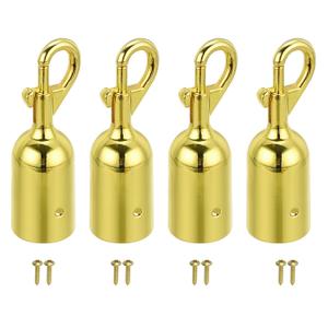 PATIKIL 1.3"x3.7" Stanchion Rope End Stopper, 4 Pack Cord End Caps Barrier Rope End Cap Snap Hooks for Crowd Control Queue Divider, Golden