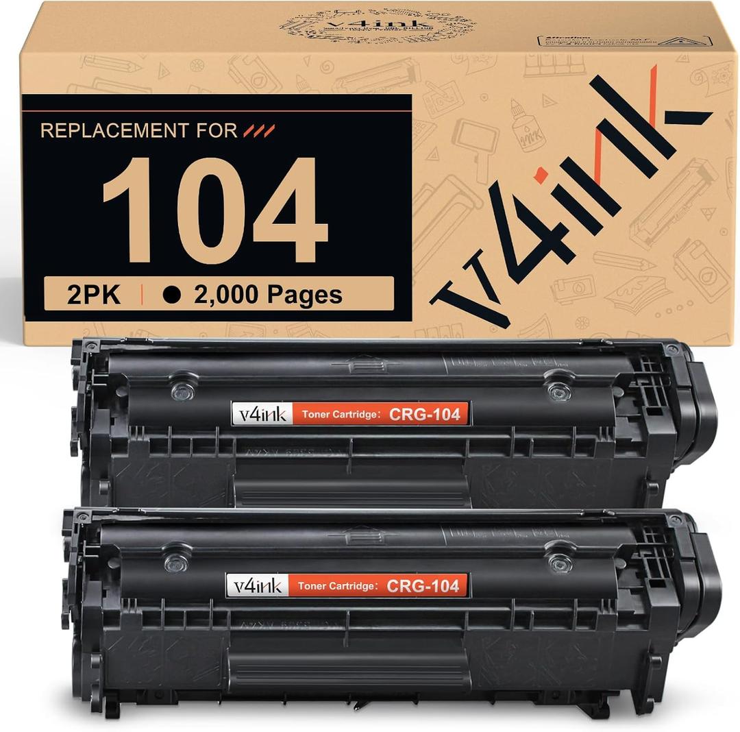 v4ink 2PK Compatible 104 Toner Cartridge Replacement for Canon 104 CRG-104 FX-9 FX-10 Toner Cartridge Ink for use in Canon Imageclass D420 D450 D480 MF4150 MF4350D MF4270 MF4370DN MF4380DN Printer