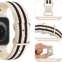 Designer Band with Charms Decor Compatible with Apple Watch Band 38mm 40mm 41mm 42mm 44mm 45mm 46mm 49mm Women Men, Stylish Silicone Sport Wristbands for iWatch Series 11 10 9 8 7 6 5 4 3 2 1 SE/3 Ultra 2/3 (walnut/Black/Pink with Crown)