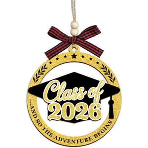 Class of 2026 Graduation Ornament - 2 Double-Layer Wooden Hanging Sign Graduate Decorations - Graduation Gifts for Him Her High School, College Seniors - 2026 Grad Party Decorations & Favor - A04