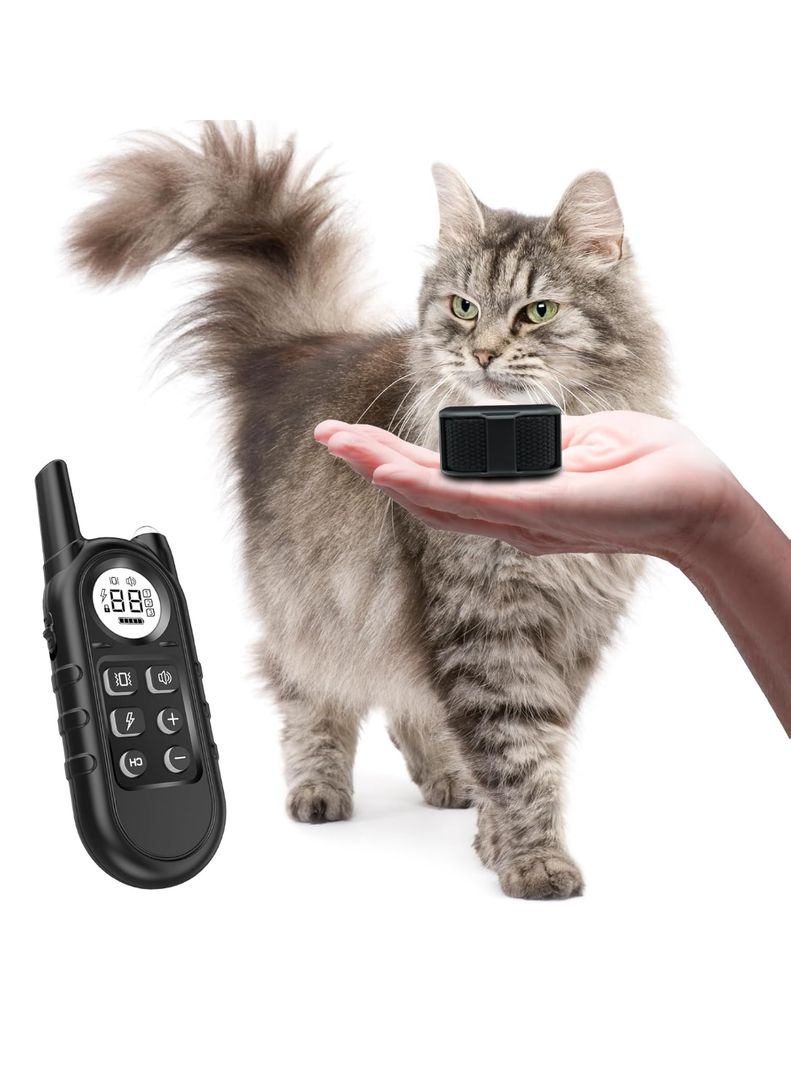 3 MODES TRAINING Cat Shock Collar, Lightest Cat Training Collar with Remote for Small Cats 5-15lbs & Medium Large Cats/Puppies, Waterproof, Rechargeable, 1300ft Range (Black)
