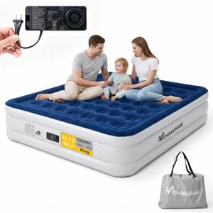 King Air Mattress with Built in Pump, 18" Inflatable Mattress, 4-Min Fast Inflation Air Bed, Leak-Proof King Size Air Mattress, Portable Blow Up Mattress for Guests, Moving, Camping & Home