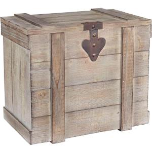 Household Essentials White Washed Rustic Decorative Wooden Trunk, Medium