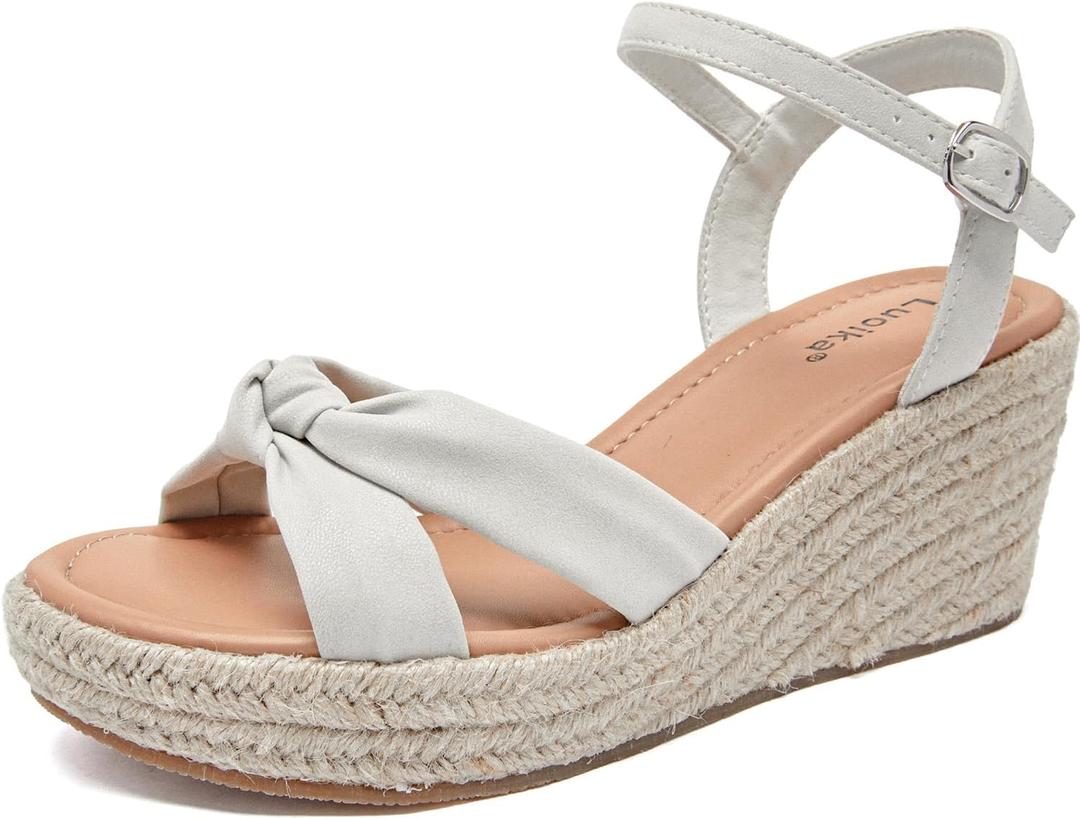 Luoika Women's Wide Width Ankle Strap Wedge Sandals, size 9.5W
